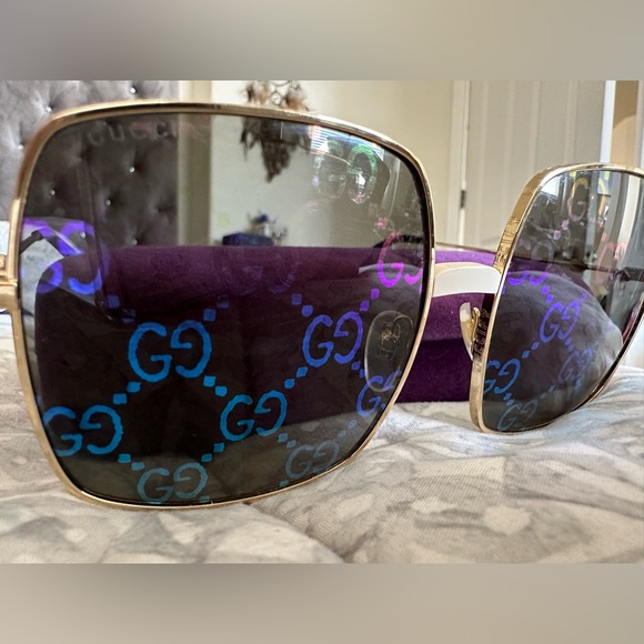 GUCCI SUPREME GG04145 UNISEX SQUARE GG PRINT MONOGRAM MIRROR SUNGLASSES - Picture 12 of 17